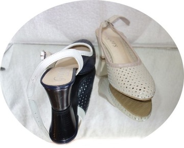 -40% кожаные босоножки на каблуке бежевого цвета комфорт 37