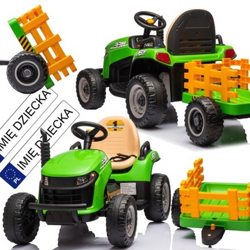 elektryczny traktor traktorek 2 silniki 12V z przyczepą PILOT koło EVA mp3