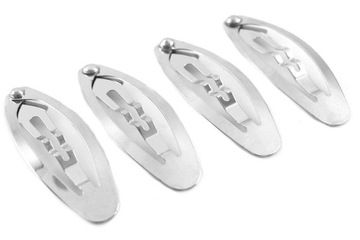SPINKI DO WŁOSÓW PYKI SREBRNE OWAL 4 cm - 4 SZTUKI