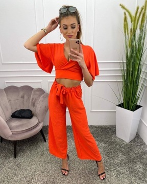 CROP TOP SET komplet top szerokie spodnie