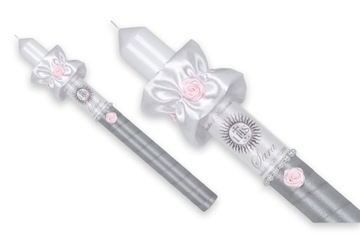 ŚWIECA KOMUNIJNA ŚWICA KOMUNIA + DREWNIANE PUDEŁKO ŚWIECY BIAŁE IMIĘ GRAWER