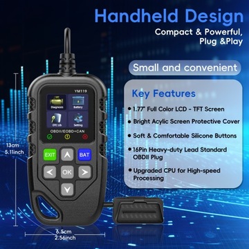 Считыватель автомобильных кодов, сканер автомобильных кодов OBD2, тестер