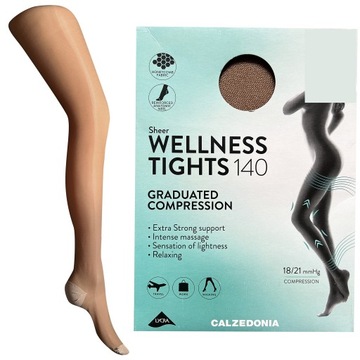 CALZEDONIA Cieliste Rajstopy Kompresyjne WELLNESS TIGHTS 140 3 M