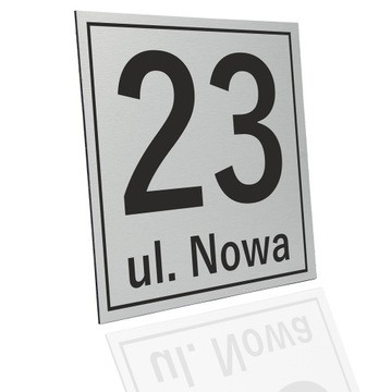 KWADRATOWA NIERDZEWNA TABLICZKA ADRESOWA Z NUMEREM DOMU ADRES | ALU 24x24cm