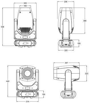Подвижная головка PG LED SPOT/BEAM/WASH 280W