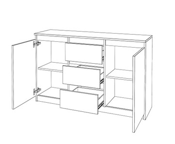 AGA комод 120СМ БЕТОН/МАТОВЫЙ БЕЛЫЙ Вместительный шкаф с 3 ящиками МИКС ЦВЕТОВ