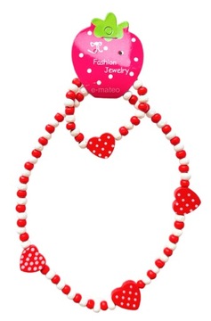 ZESTAW BIŻUTERII DLA DZIECKA, DZIEWCZYNEK NASZYJNIK BRANSOLETKA DREWNIANE