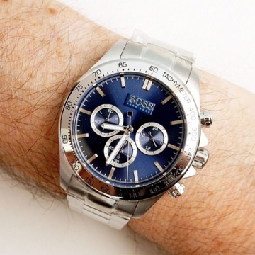 ORYGINALNY ZEGAREK MĘSKI HUGO BOSS 1512963 IKON CHRONOGRAF WR100 BLUE 44mm