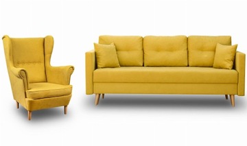 PIĘKNY SKANDYNAWSKI ZESTAW DO SALONU SOFA + USZAK