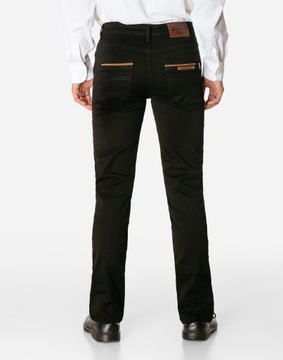 Czarne Spodnie Jeansowe Męskie Texasy Dżinsy Prosta Nogawka Jeans 085 r W36