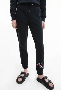 CALVIN KLEIN JEANS spodnie damskie dresowe, czarne, logo, M