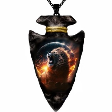 Creative Men Punk Animal Lion Head Triangle