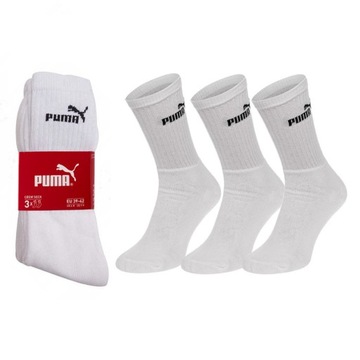 PUMA skarpety sportowe długie białe 3pack 35-38 oryginalne skarpetki 3pary