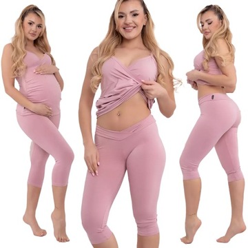 FORMOMMY LEGGINSY CIĄŻOWE GETRY SPODNIE RYBACZKI Z NISKIM STANEM M