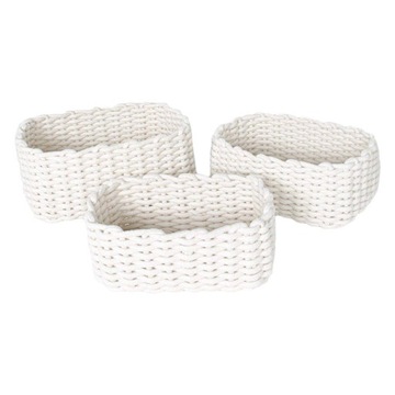 KOSZYKI DO PRZECHOWYWANIA plecione 3 szt białe