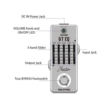 Rowin 5-полосный педальный эквалайзер для электрогитары