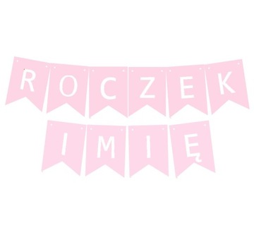 BANER NAPIS RÓŻOWY ROCZEK Z IMIENIEM GIRLANDA