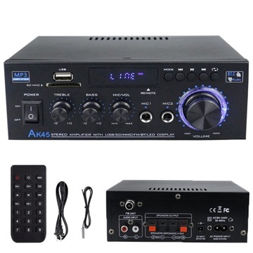 WZMACNIACZ DO GŁOŚNIKÓW KOLUMN AMPLITUNER BLUETOOTH STEREO HIFI USB PILOT