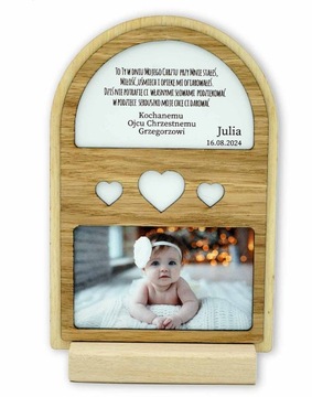 Podziękowanie dla chrzestnych chrzest - statuetka ze zdjęciem