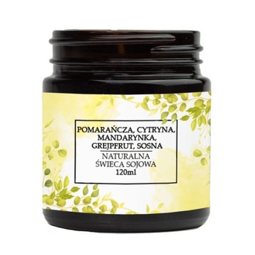 Naturalna świeca sojowa 120ml sosna cytrusy