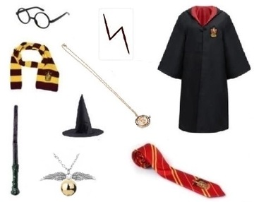 STRÓJ PRZEBRANIE HARRY POTTER PELERYNA CZARODZIEJA ZESTAW 145