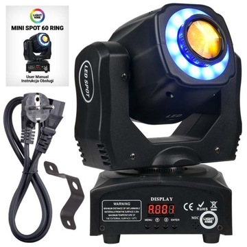 GŁOWICA RUCHOMA LED REFLEKTOR LIGHT4ME MINI SPOT 60 RING 12 DIOD LED RGB