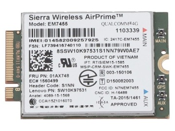 Karta WWAN LTE 4G Sierra EM7455 Lenovo FRU:00JT542