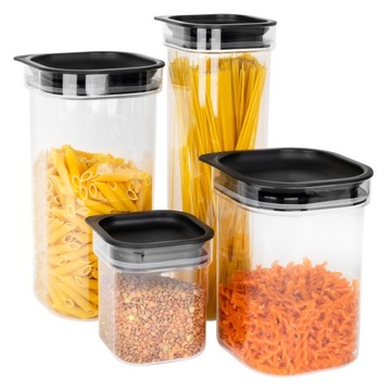 4x POJEMNIKI NA ŻYWNOŚĆ PŁATKI MAKARON MĄKĘ PROD SYPKIE 0,6L 1,6L 2,5L 1,7L