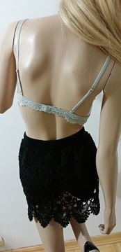 H&M SZARO-SREBRNY BIUSTONOSZ BRALET MIĘKKI Z KORONKĄ M