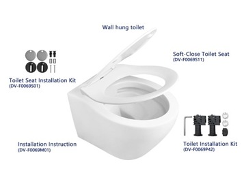 Подвесной унитаз DeerValley 1,6 GPF/1,1 GPF белый DV-1F0069