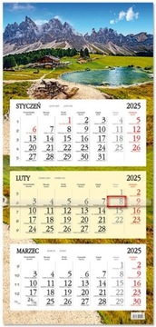 Kalendarz trójdzielny ścienny 2025