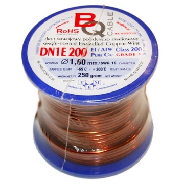 Drut nawojowy DN1E 200 ⌀ 1,60 mm Masa : 250g