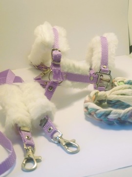 Недоуздок для лошади-любителя А3 для дома с меховыми поводьями ФИОЛЕТОВЫЙ