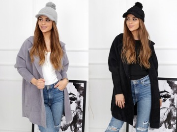 ПАЛЬТО КУРТКА-ПАРКА СВИТЕР АЛЬПАКА ТЕПЛАЯ КОМФОРТНАЯ ЖЕНСКАЯ ЦВЕТ 1918