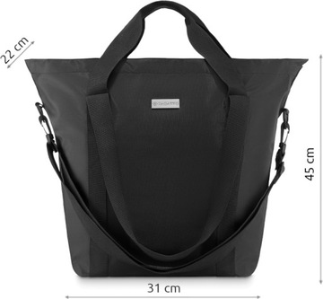 Torebka damska na ramię czarna pojemna torba shopper duża podróżna ZAGATTO