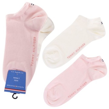 TOMMY HILFIGER SKARPETY SKARPETKI STOPKI 2P RÓŻOWE/BIAŁE r.27-30