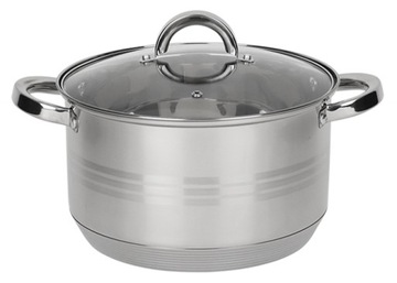 GARNEK STALOWY 20 cm 3 L MIARKA PODZIAŁKA na indukcję gaz z pokrywką
