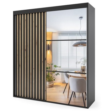Szafa przesuwna dwudrzwiowa z lamelami - SYCYLIA 150 x 205 cm, 18 mm