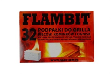 Flambit Podpałka Rozpałka do grilla kominka biała CAŁY KARTON 24 x 32szt