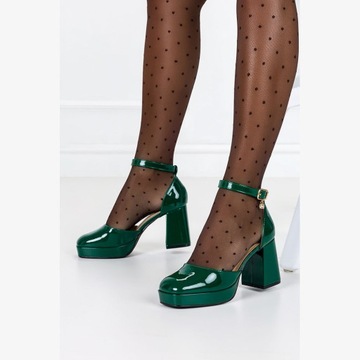 ЖЕНСКИЕ РАСКРАШЕННЫЕ ТУФЛИ НА БЛОЧНОМ КАБЛУКЕ С РЕМЕСКОМ ВОКРУГ лодыжки, размер 39