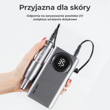 СТАНОК ДЛЯ ФРЕЗИРОВАНИЯ НОГТЕЙ ПОРТАТИВНЫЙ БЕСПРОВОДНОЙ клавир СЕРЕБРЯНЫЕ БЕСПЛАТНЫЕ ФРЕЗЫ