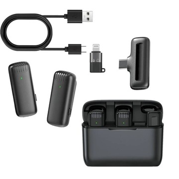 БЕСПРОВОДНОЙ СВЯЗАННЫЙ МИКРОФОН 2 МИКРОФОНА USB C APPLE ANDROID POWERBANK