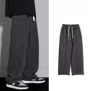 Spodnie męskie Jeans Men Wide Leg Trousers Male Al