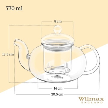 Кувшин для заваривания чая и трав 770 мл термостекло Wilmax