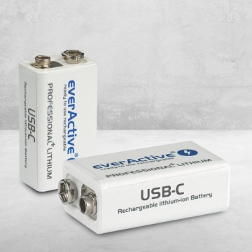 1 литий-ионный аккумулятор EverActive USB C, 500 мАч, 9 В/6F22
