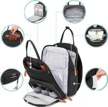 РЮКЗАК СУМКА ДЛЯ КОЛЯСКИ ОРГАНАЙЗЕР ДЛЯ ДЕТСКИХ АКСЕССУАРОВ WELAVILA ЧЕРНЫЙ