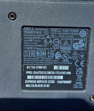 ДОК-СТАНЦИЯ DELL WD19TBS USB-C + ОРИГИНАЛЬНЫЙ БЛОК ПИТАНИЯ DELL 180 Вт