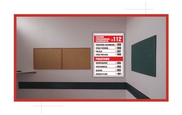 NAKLEJKA INFORMACYJNA TELEFONY ALARMOWE SAMOPRZYLEPNA 30x20CM POMOC RATUNEK