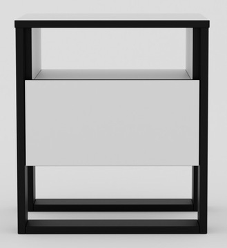 VERA белая прикроватная тумба, черный U ящик