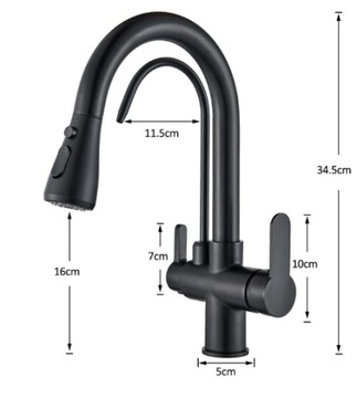 ТРЕХХОДОВОЙ КУХОННЫЙ КРАН, ФИЛЬТР, ВЫДВИЖНОЙ НОСИК, СЕРЕБРЯНЫЙ НИКЕЛЬ